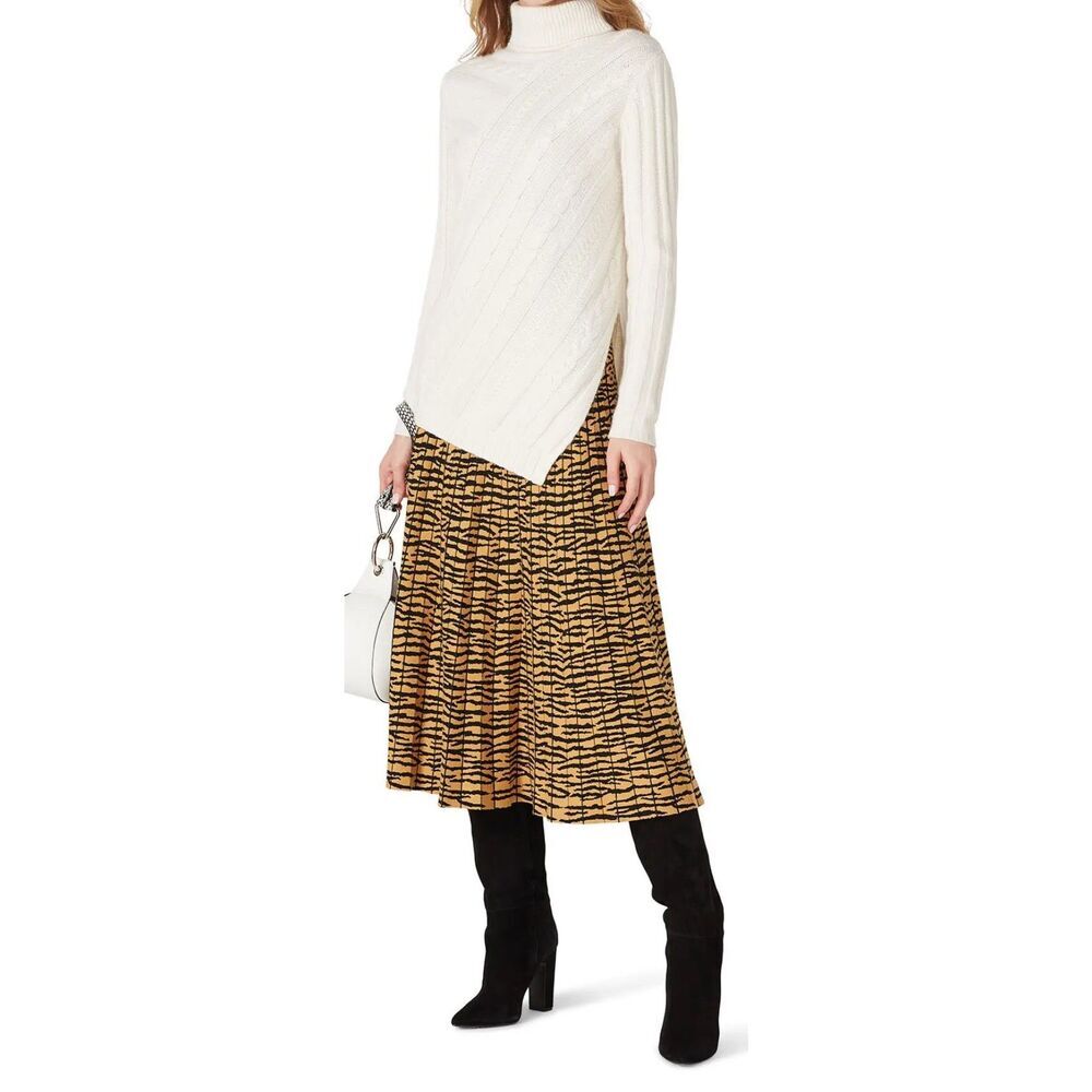 Milly Asymmetrical Cable Sweater Lambs wool Cashmere Rent the runway Preloved S